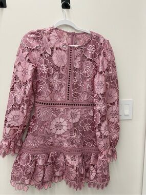 Just Me Mauve Lace Detail Mini Dress
